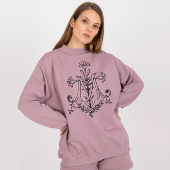 Modna Bluza Damska Oversize w Pudrowym Różu - symbol Maryi z Liljami