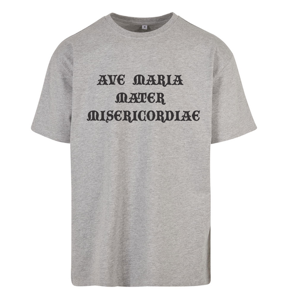 Szary t-shirt męski z nadrukiem Ave Maria Mater Misericordiae