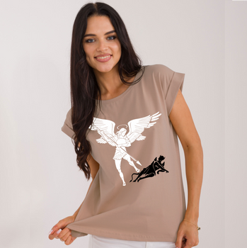 Ciemnobeżowa koszulka damska Święty Michał Archanioł