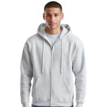 Szara bluza męska rozpinana z kapturem Ku Bogu