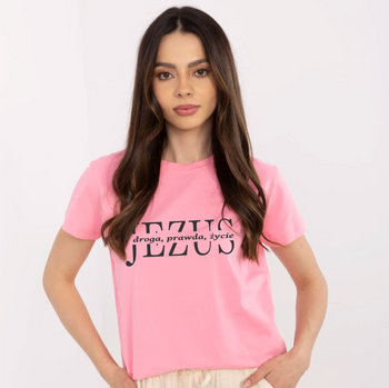 Różowa koszulka damska Jezus - Droga, Prawda, Życie