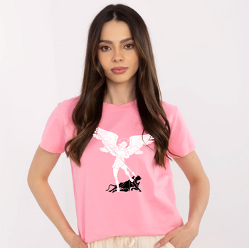 Różowa koszulka damska  -Święty Michał Archanioł