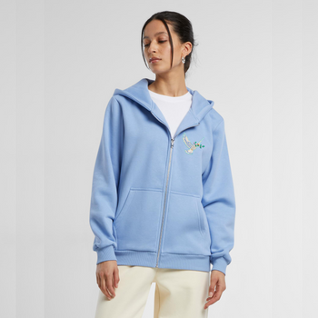 Błękitna bluza damska rozpinana z haftem Gołębica Ducha Świętego