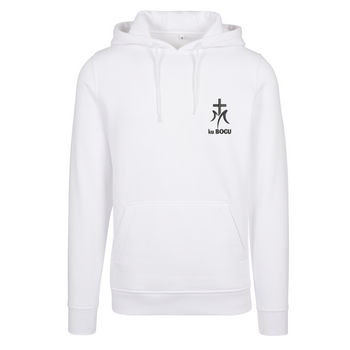 Biała bluza męska z kapturem - ku Bogu