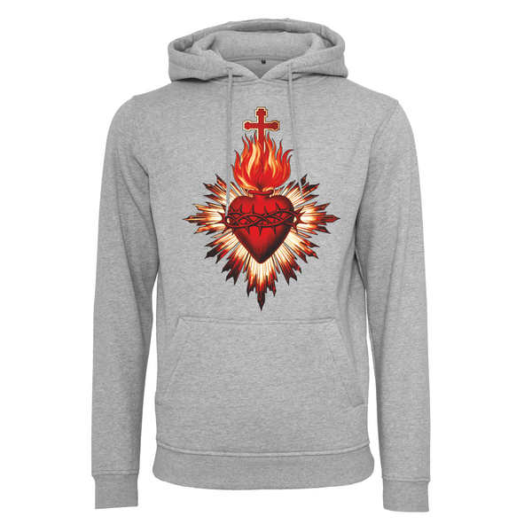 Szara bluza męska z kapturem Najświętsze Serce Jezusa