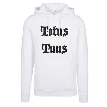 Biała bluza męska z kapturem - TOTUS TUUS (Cały Twój "Maryjo")
