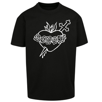 Czarny t-shirt męski z nadrukiem Niepokalane Serce Maryi