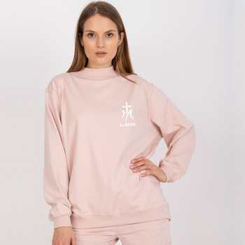 Jasnoróżowa bluza damska oversize z nadrukiem Ku Bogu