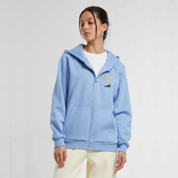 Błękitna bluza damska rozpinana z haftem Święty Michał Archanioł