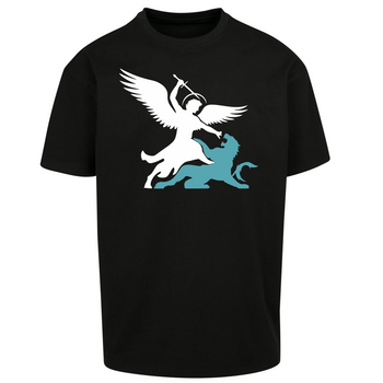 Czarny t-shirt męski z nadrukiem Święty Michał Archanioł