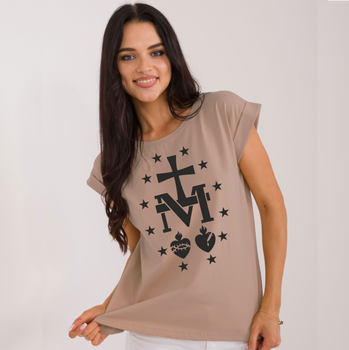 Ciemnobeżowa koszulka damska 