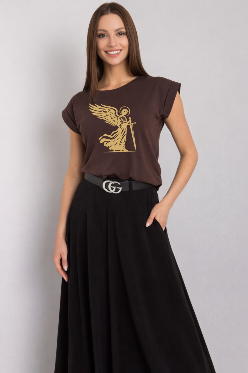 brązowa damska koszulka katolicka chrzescijanska swiety michal archaniol.png