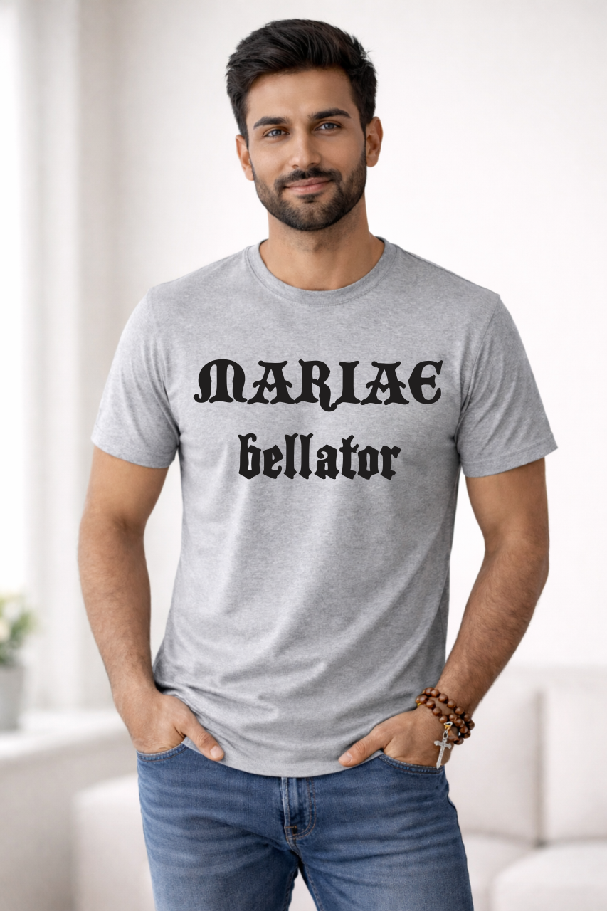 szara męska koszulka katolicka chrzescijanska wojownik maryi mariae bellator.png