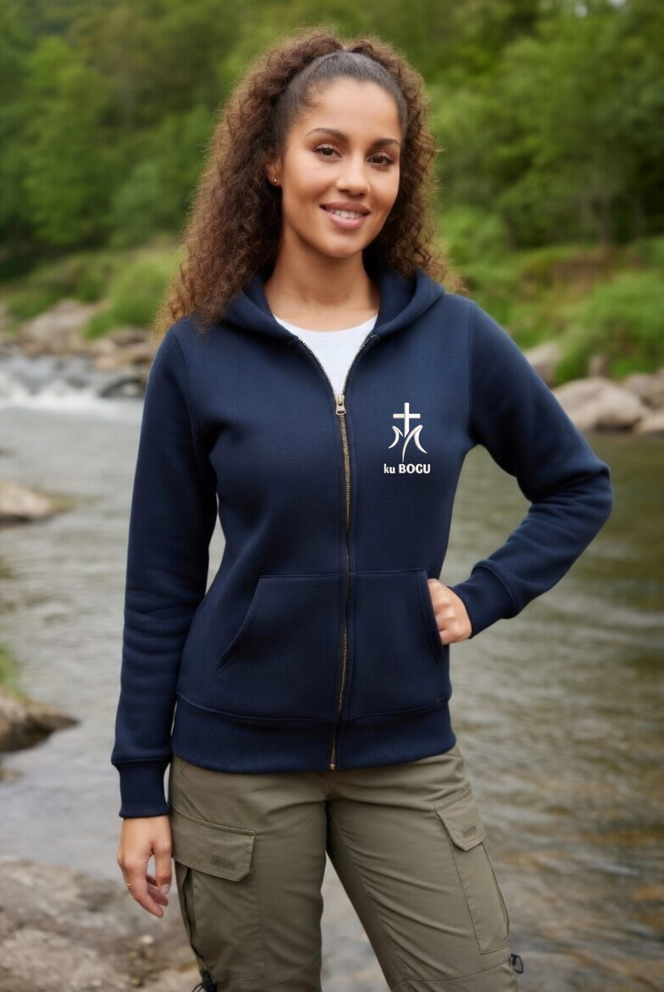 granatowa damska bluza damska rozpinana z haftem ku bogu.png