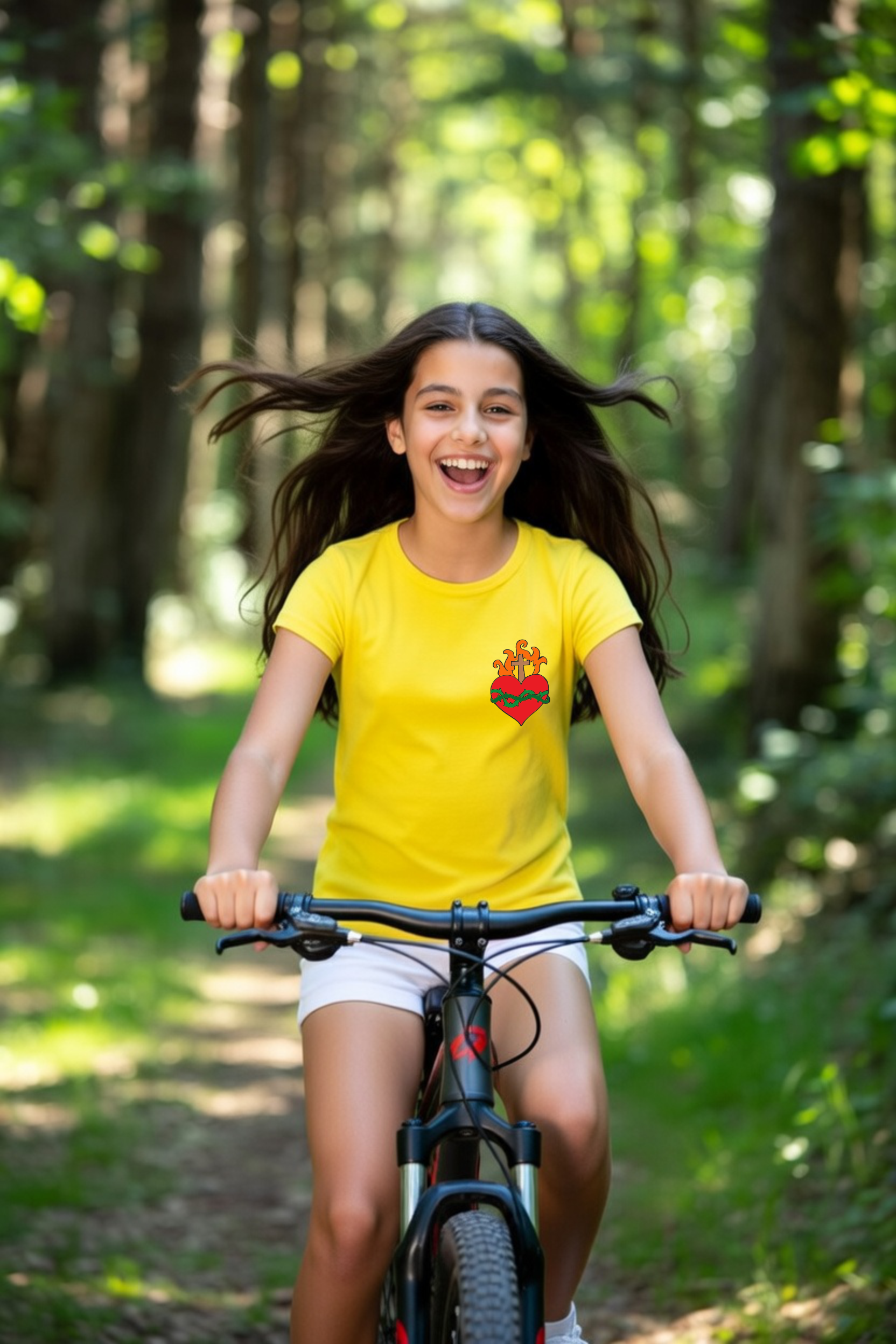 dziecięca żółtakoszulka chrześcijańska z nadrukiem najświętsze serce Pana Jezusa.png