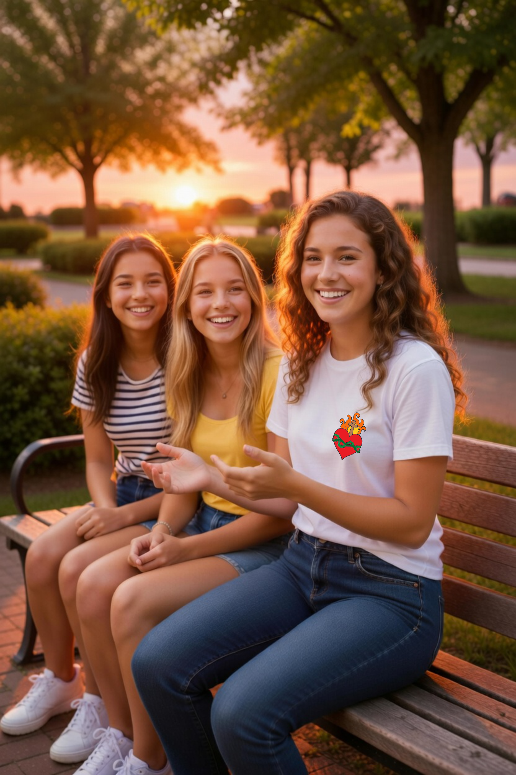 dziecięca biała koszulka chrześcijańska z nadrukiem Najswietsze serce jezusa.png